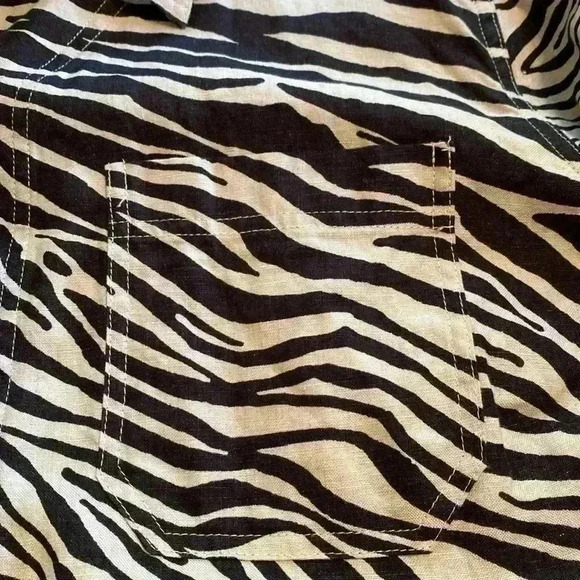 Jones New York Zebra Print 100% Linen 3/4 Sleeve Shirt Tunic Plus Size 2X. - Picture 6 of 13